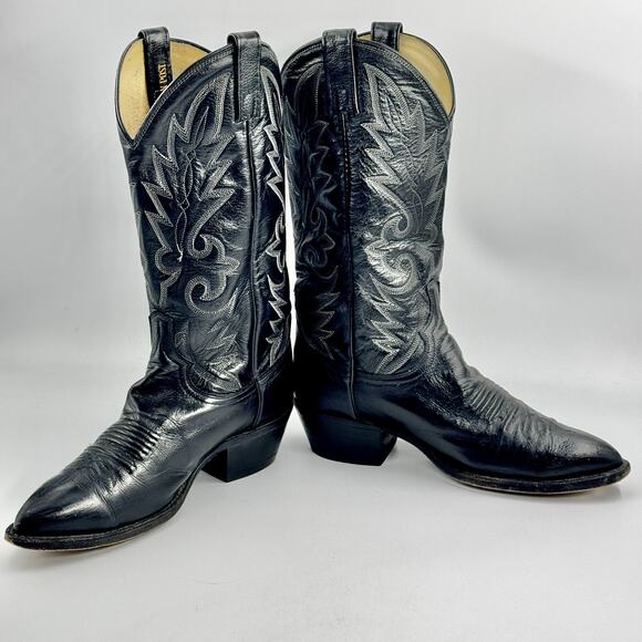 DAN POST 16791 Mens MILWAUKEE Black Leather Boots SIZE 7 WIDE Excellent Cond - Picture 3 of 12